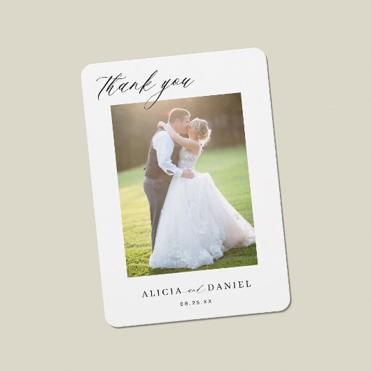 Carte De Remerciements QR CODE moderne élégant script photo mariage