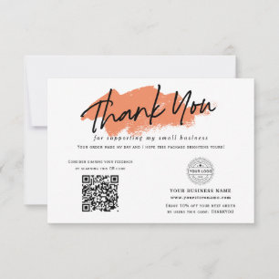Carte De Remerciements QR code paquet terracotta insérer petite entrepris