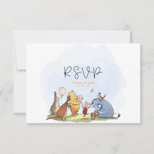 Carte De Remerciements QR Code Pooh Bear Show RSVP (Devant)