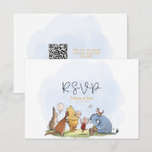 Carte De Remerciements QR Code Pooh Bear Show RSVP (Devant / Derrière)