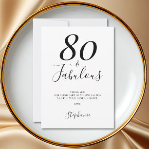 Carte De Remerciements Quatre-vingts et Fabuleux 80e Anniversaire