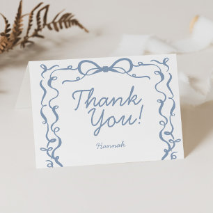 Carte De Remerciements Quelque Chose de Bleu Dusty Blue Bow Baby Shower d