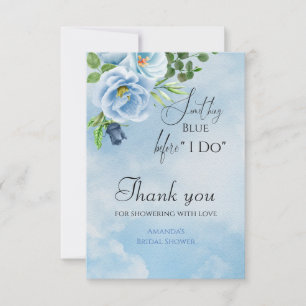 Carte De Remerciements Quelque chose de bleu élégant Fête de mariage Flor
