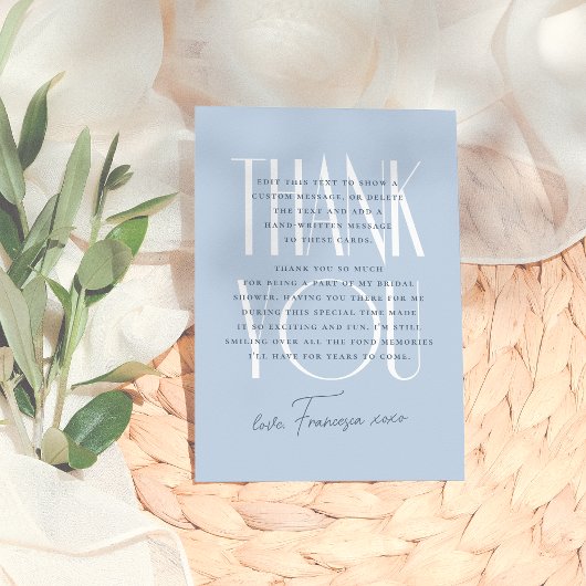 Carte De Remerciements Quelque Chose de Bleu | Élégante Fête de Mariage F