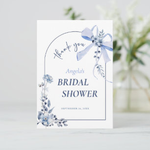 Carte De Remerciements Quelque Chose de Bleu Fleurs Ruban Baby Shower Mar