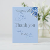 Carte De Remerciements Quelque Chose de Bleu Floral Aquarelle Baby Shower (Debout devant)