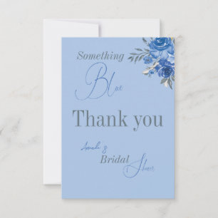 Carte De Remerciements Quelque chose de bleu floral aquarelle Baby Shower