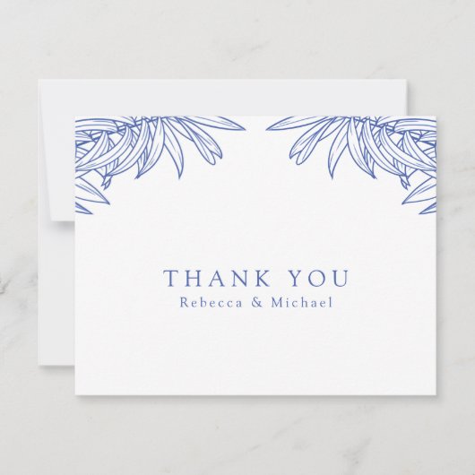 Carte De Remerciements Quelque chose de bleu simple main tiré Mariage bot (Devant)