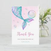 Carte De Remerciements Queue de sirène avec bulles Anniversaire (Debout devant)