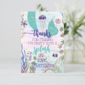 Carte De Remerciements Queue de sirène fantaisiste sous le script de fête (Debout devant)