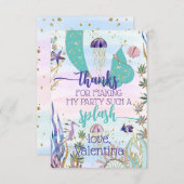 Carte De Remerciements Queue de sirène fantaisiste sous le script de fête (Devant / Derrière)