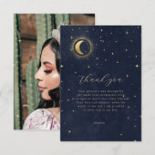 Carte De Remerciements Quinceanera céleste bleu nuit (Devant / Derrière)