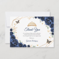 Quinceanera Floral Or Navy et Or