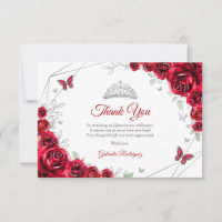 Quinceanera Florale Argent Rouge