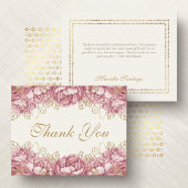 Carte De Remerciements Quinceanera florale rose vif