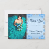 Carte De Remerciements Quinceañera Ice Blue Silver Winter Snowflake (Devant)