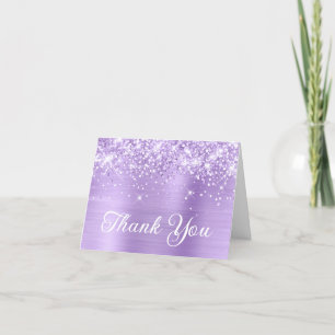 Carte De Remerciements Quinceañera Pailletée Feuille de Lavande
