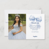 Carte De Remerciements Quinceanera photo arc bleu blanc (Devant)