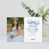 Carte De Remerciements Quinceanera photo arc bleu blanc (Debout devant)