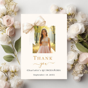 Carte De Remerciements Quinceanera photo arc crème