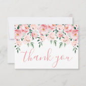 Carte De Remerciements Quinceañera rose rose florale (Devant)