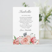 Carte De Remerciements Quinceañera rose & vert élégant (Debout devant)