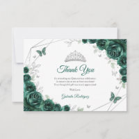Quinceanera Vert Émeraude Argent Floral