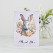 Carte De Remerciements Rabbit Surrounded by Pastel Flowers Cute (Debout devant)