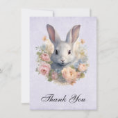 Carte De Remerciements Rabbit Surrounded by Pastel Flowers Cute (Devant)