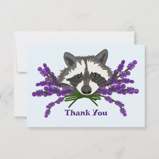 Carte De Remerciements Raccoon avec lavande (Devant)