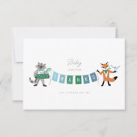 Raccoon Fox Forest Friends Blue Baby shower