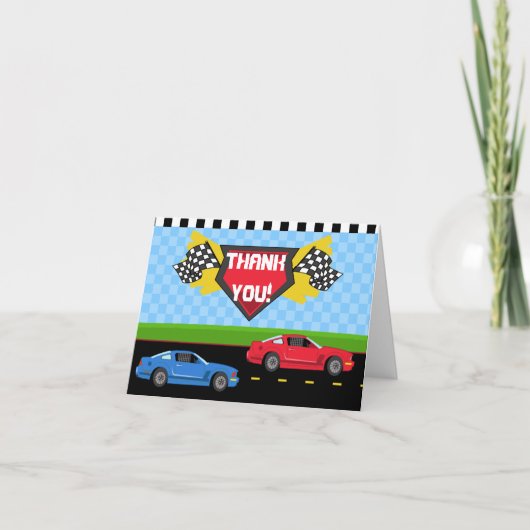 Carte De Remerciements Race Car Thank You Card Folded Note Card (Devant)