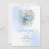 Carte De Remerciements Radiant Blue Hydrangeas Eucalyptus Wedding thanks (Devant)