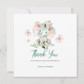 Carte De Remerciements Raffin de couche à cadre bleu vert rose (Devant)