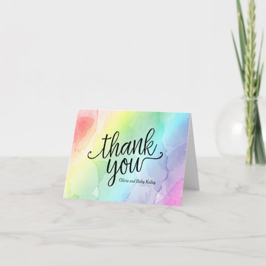 Carte De Remerciements Rainbow Baby Shower Thank You Note (Devant)