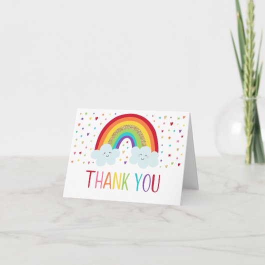 Carte De Remerciements Rainbow Birthday Thank You (Devant)