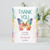 Carte De Remerciements Rainbow Butterfly 1st Birthday (Debout devant)