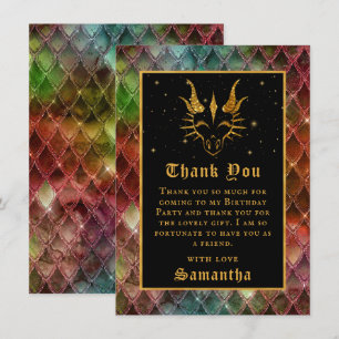 Carte De Remerciements Rainbow Dragon Scales Gold Faux Parties scintillan