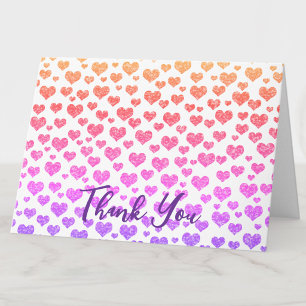 Carte De Remerciements Rainbow Faux Parties scintillant Coeurs colorés lu