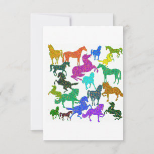 Carte De Remerciements Rainbow Horses - "Dotty about Horses !"