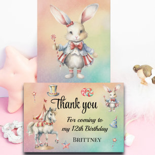 Carte De Remerciements Rainbow Pastel w Animaux 12e anniversaire