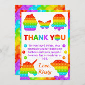 Carte De Remerciements Rainbow Pop It Fidget Toy Anniversaire (Devant / Derrière)