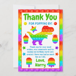 Carte De Remerciements Rainbow Pop It Fidget Toy Anniversaire 