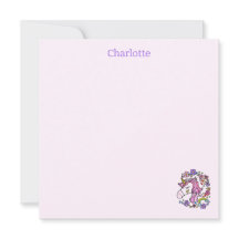 Rainbow Stars Unicorn Folk Note Card