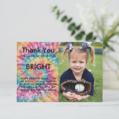Carte De Remerciements Rainbow Tie Dye Anniversaire moderne (Debout devant)
