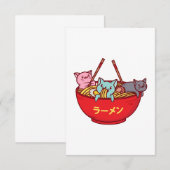 Carte De Remerciements Ramen japonais adorables drôles de chat d'Anime de (Devant / Derrière)