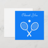 Carte De Remerciements Raquettes de tennis blanches et bleu boule (Devant / Derrière)