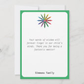 Carte De Remerciements Ray of Crayons / Teacher Appreciation Thank You Ca (Dos)