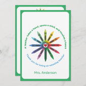 Carte De Remerciements Ray of Crayons / Teacher Appreciation Thank You Ca (Devant / Derrière)