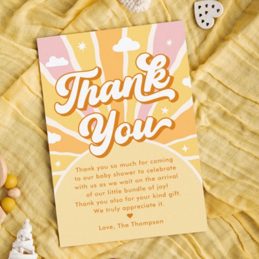Carte De Remerciements Ray of Sunshine Baby shower